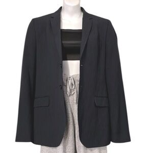 H&M Mens Dark Navy Blue Pinstriped Blazer Suit Jacket Sz 36R
